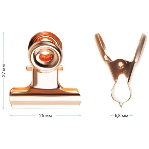 Klipy biurowe buldog MESHU 25mm Rose Gold 6 szt. -39566