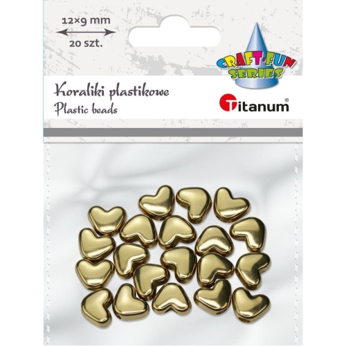 Koraliki Titanum 20szt 12x9mm serca złote