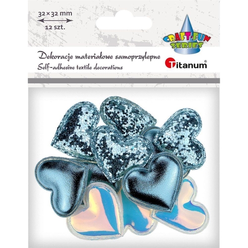 Serca samoprzylepne materiaowe 12szt Błękitne