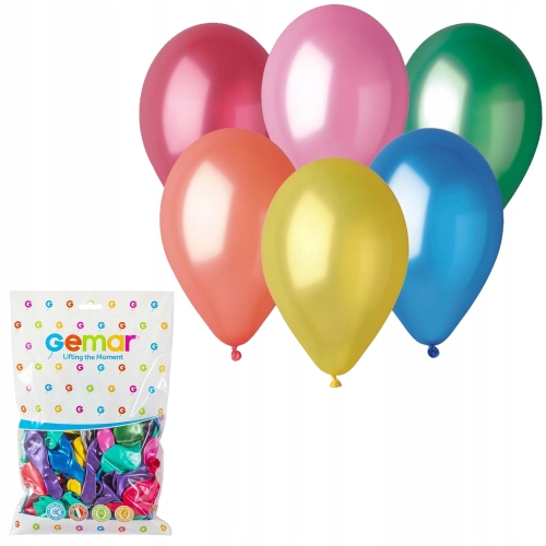 Balony gumowe Gemar 26cm 100szt Metalizowane