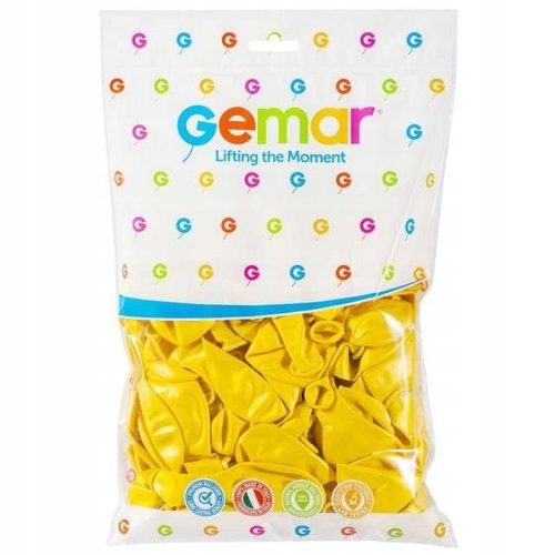 Balony gumowe Gemar 26cm 100szt Żółty metalizowany