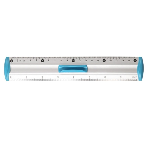 Linjka aluminiowa Tetis 20cm z uchwytem niebieska