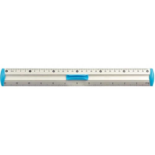 Linjka aluminiowa Tetis 30cm z uchwytem niebieska