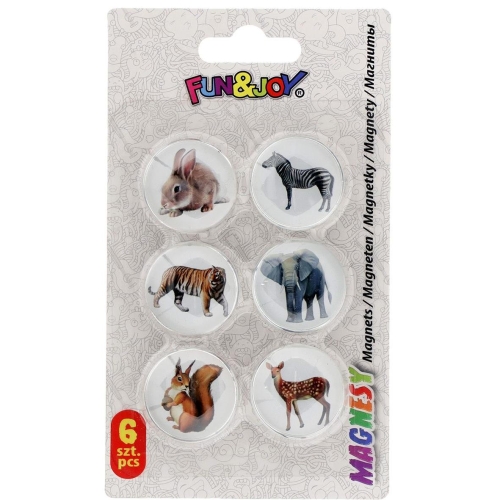 Magnesy szklane do tablic 30mm 6szt Zwierzęta