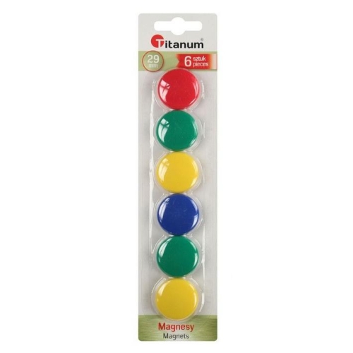 Magnesy Titanum 29mm 6szt Kolorowe okrągłe