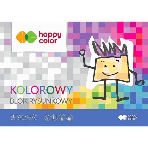 Blok rysunkowy Happy Color A4 80g 15k Kolorowy