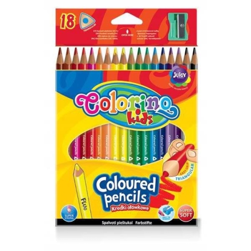Kredki ołówkowe trójkątne Colorino 18 kolorów