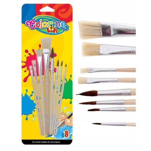 Zestaw pędzli szkolnych Colorino Kids 8szt.