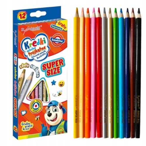 Kredki ołówkowe Bambino Super size 4mm 12 kolorów