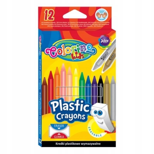 Kredki plastikowe Colorino wymazywalne 12 kolorów