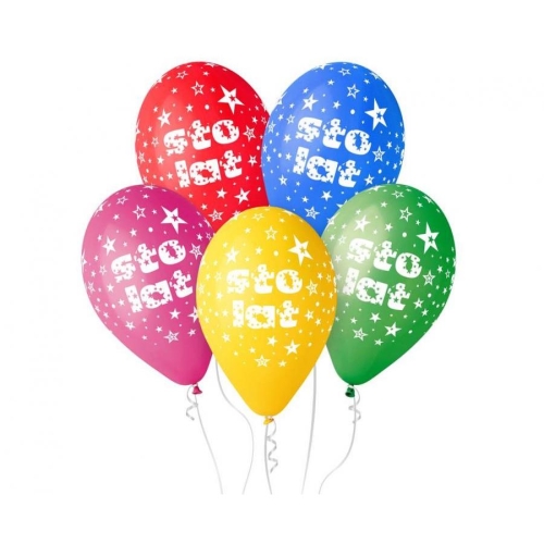 Balony Gemar 12", pastel premium "sto lat", 5szt.