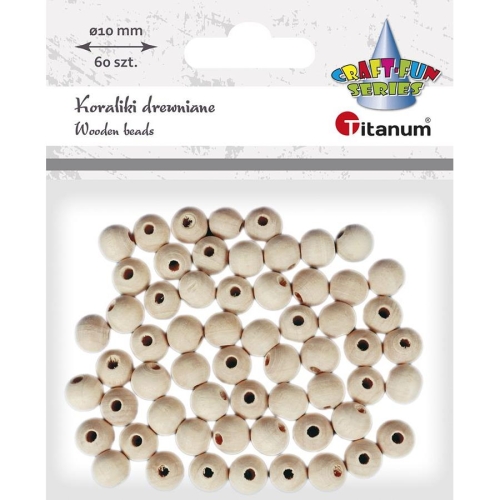 Koraliki  drewniane Titanum 10mm 60szt Naturalne