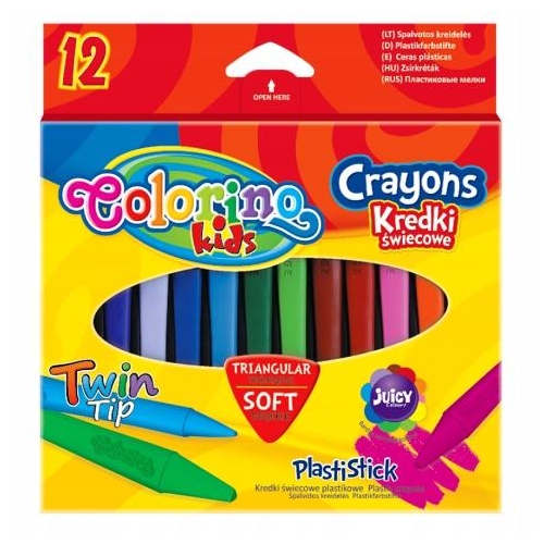 Kredki świecowe Colorino Plastistick 12 kolorów