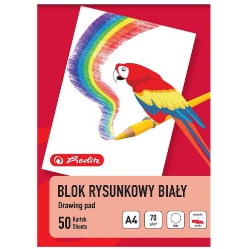 Blok rysunkowy Herlitz A4 50kartek 70g Biały