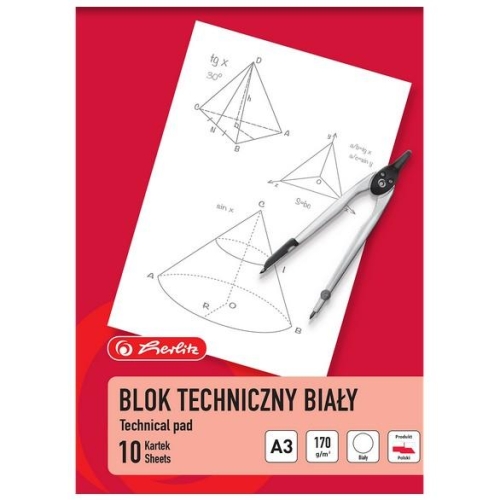 Blok techniczny Herlitz A3 10kartek 170g Biały  A3