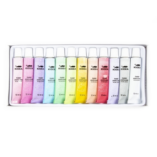 Farby akrylowe Kidea w tubce 12 kolorów pastel-40334
