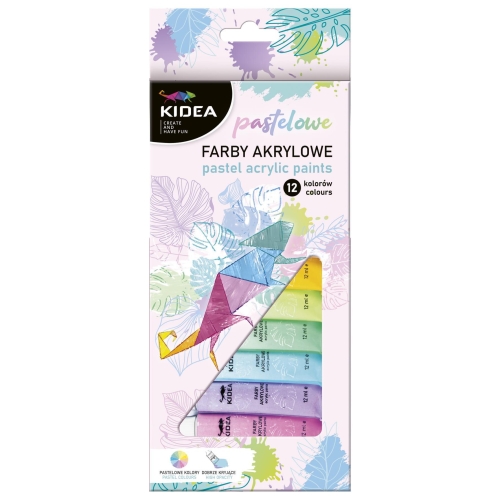 Farby akrylowe Kidea w tubce 12 kolorów pastel