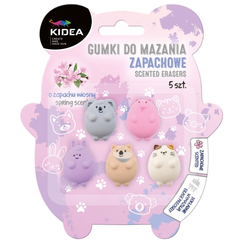 Gumki do mazania zapachowe Kidea 5szt Zwierzątka
