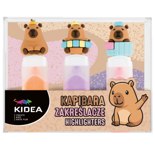 Zakreślacze Kidea Kapibary 3 sztuki