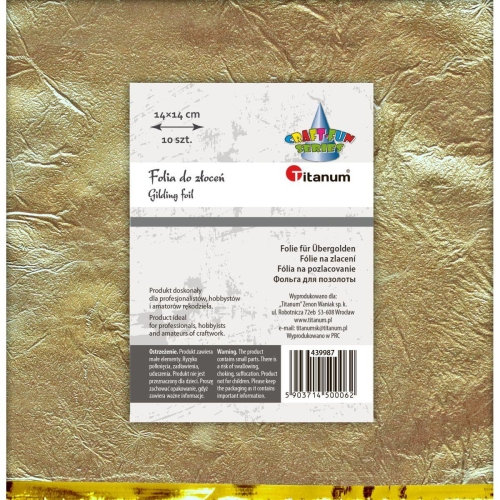 Folia do złoceń Titanbum 14x14cm 10ark Złota