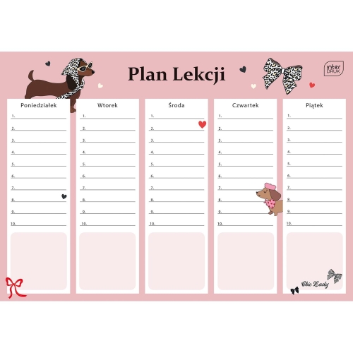 Plan lekcji A4 Interdruk dla dziewczynek