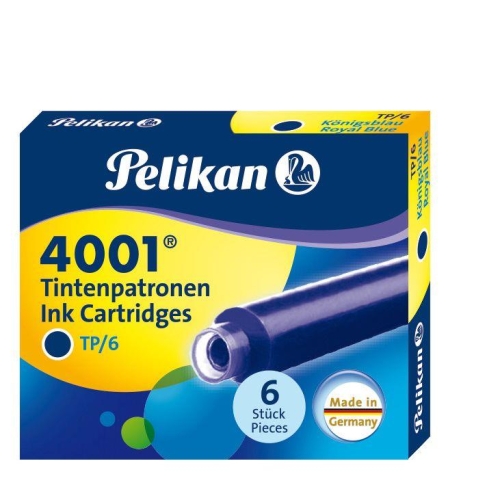 Naboje do pióra Pelikan 4001 Krótkie niebieskie 6s