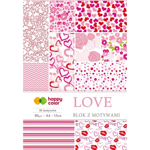 Blok z motywamu LOVE Happy Color A4 15ark 80g