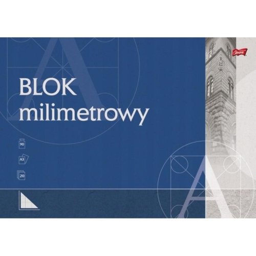 Blok milimetrowy A3 Unipap 20ark 90g       DUŻY-40721