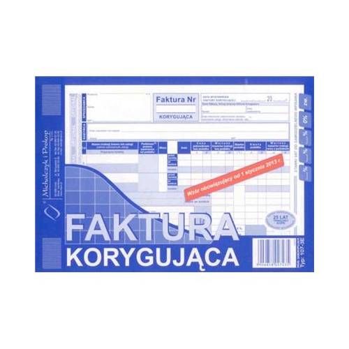 Druk MiP Faktura A5 korygująca 107-3e 11446-9091