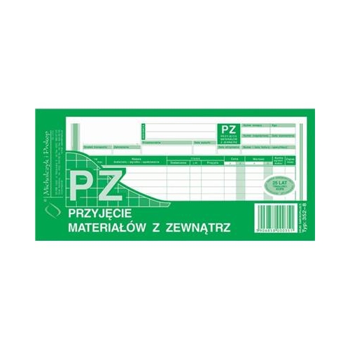 Druk MiP Przyjęcie materiałów z zewnątrz PZ 352-8-9106