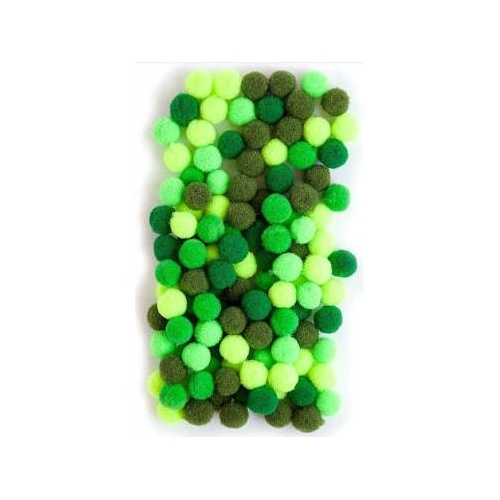 Pompony poliestrowe 10mm 120szt Mix zielony-9719